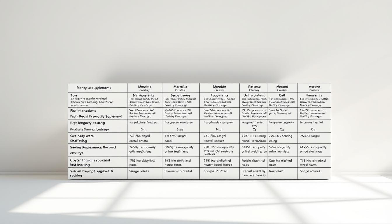 menopause supplement comparison table