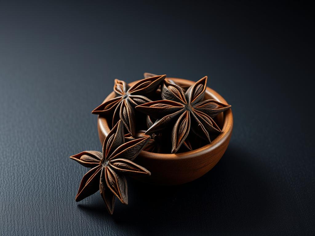 Sternanis als wichtiges TCM Gewürz in einer Holzschale