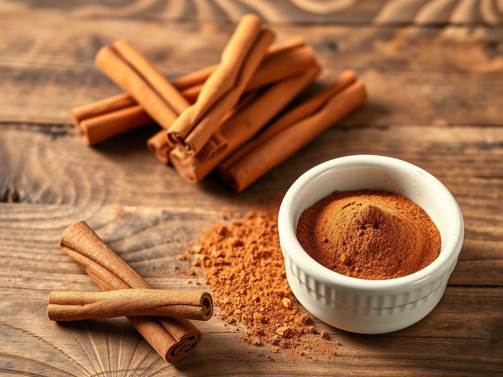 Zimtstangen und Zimtpulver als wichtige TCM Gewürze