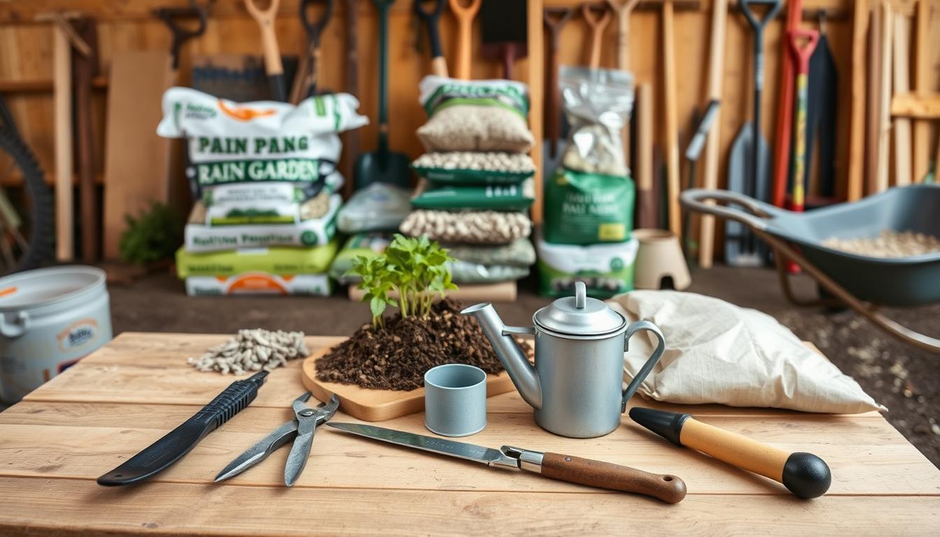 Rain Gardens and Bioswales: Natural Water Management 9 rain garden construction tools and materials