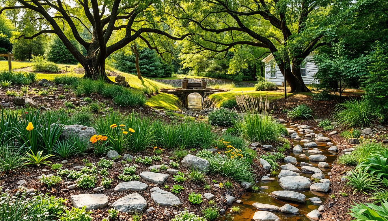 natural water management system with rain garden