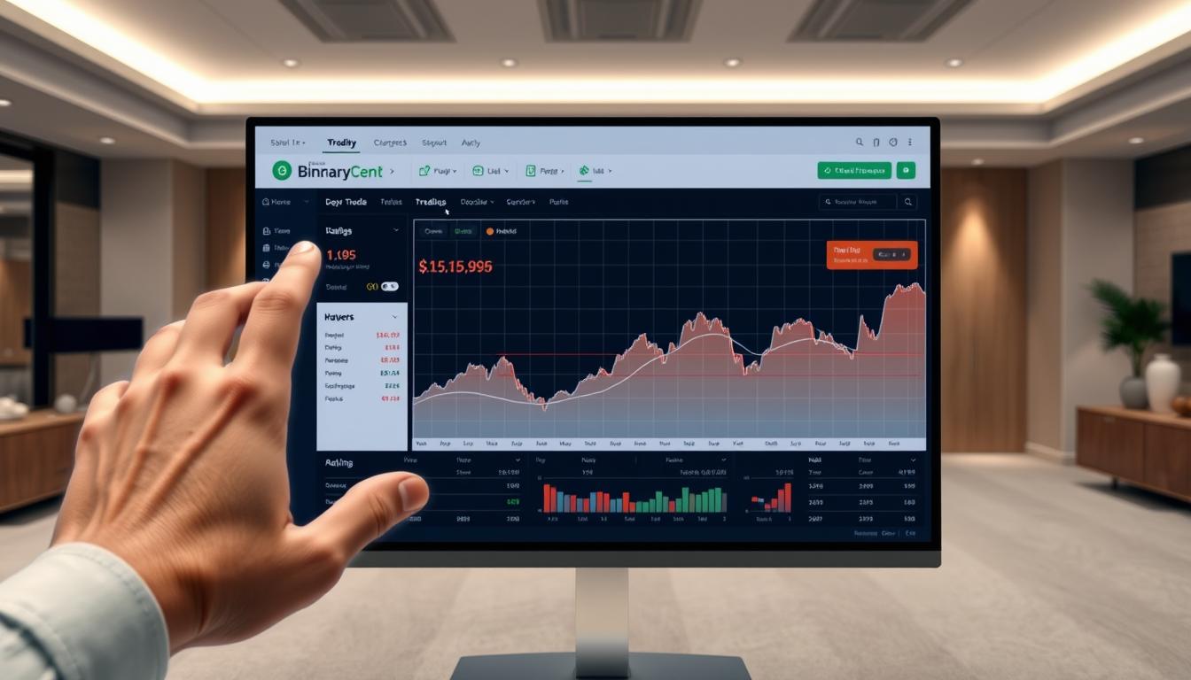navegação pela plataforma Binarycent