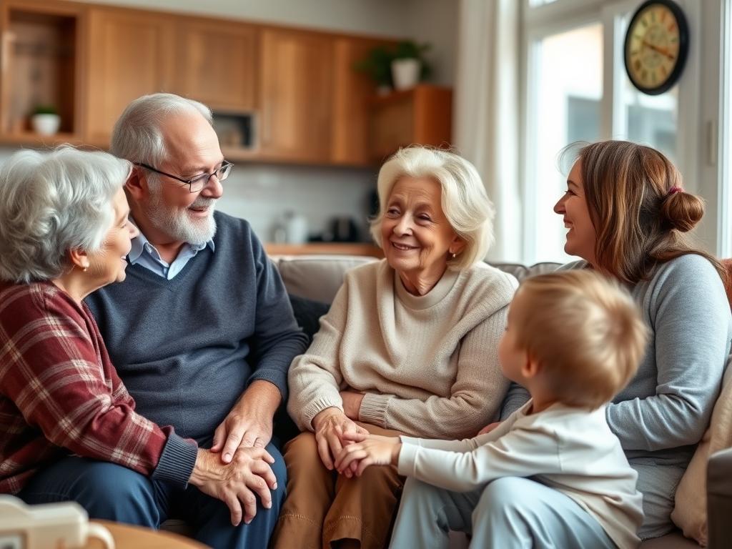 Family members communicating respectfully across generations