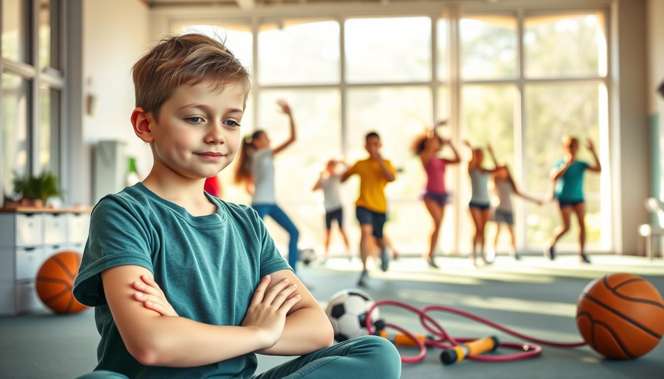 A vibrant and dynamic scene showcasing the importance of physical activity for academic focus. In the foreground, a young student engages in a yoga pose, their face radiating concentration and calm. Surrounding them, an array of sports equipment - a basketball, a soccer ball, and jump ropes - symbolize the diverse ways to incorporate movement into daily routines. In the middle ground, a group of students participate in a lively exercise session, their bodies in motion, faces flushed with energy. The background depicts a serene, sun-dappled classroom, with large windows allowing natural light to stream in, creating a warm and inviting atmosphere conducive to learning. The overall scene conveys the harmonious integration of physical and mental well-being, highlighting how an active lifestyle can support academic success.