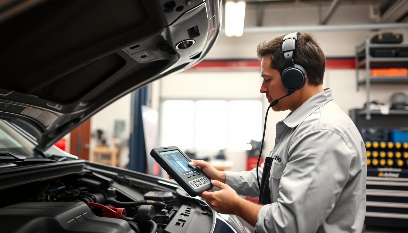 Technician performing Woodstock auto electrical service at My Mechanic Joe's repair shop