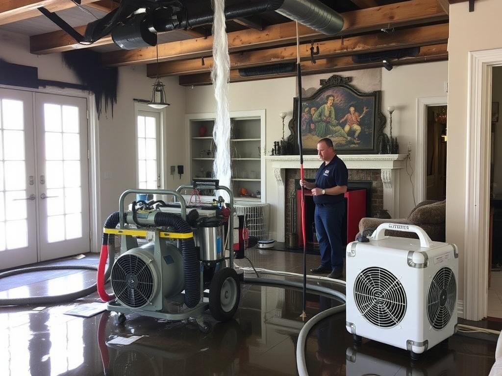 Water extraction equipment removing firefighting water from a property