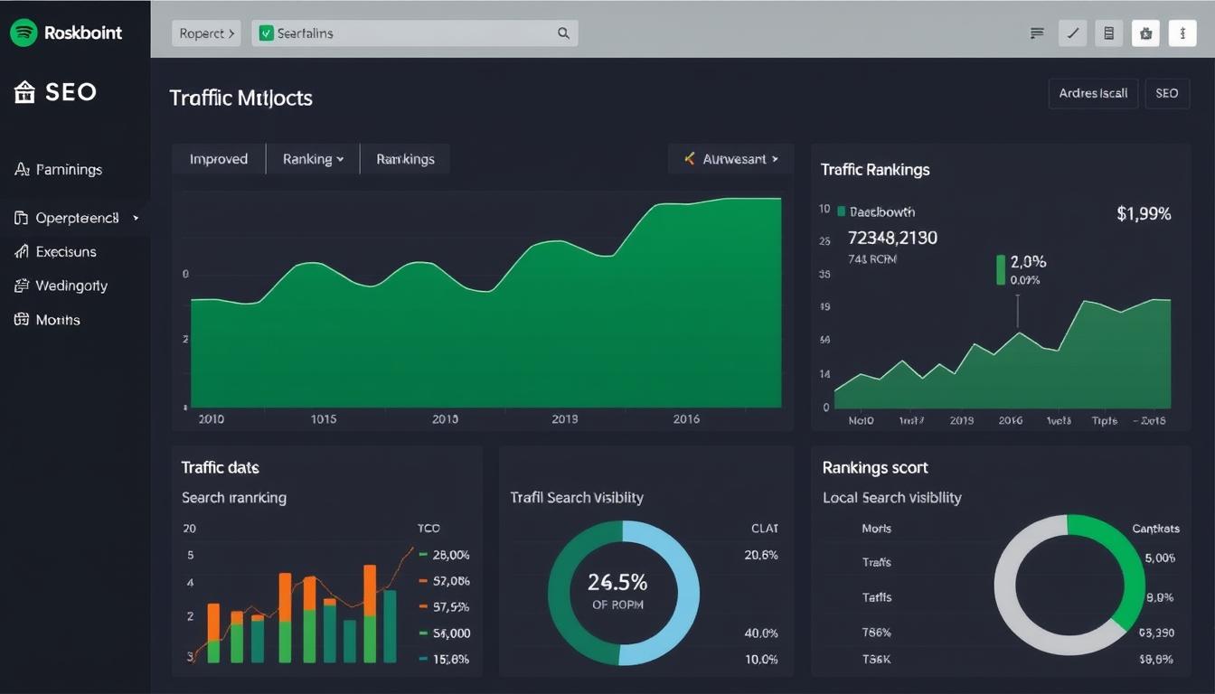 Roswell SEO dashboard showing improved search rankings for local business