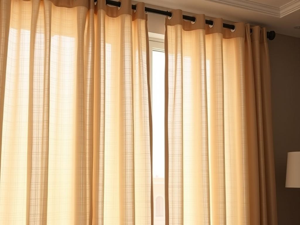 Beige linen sheer curtains Dubai with subtle texture