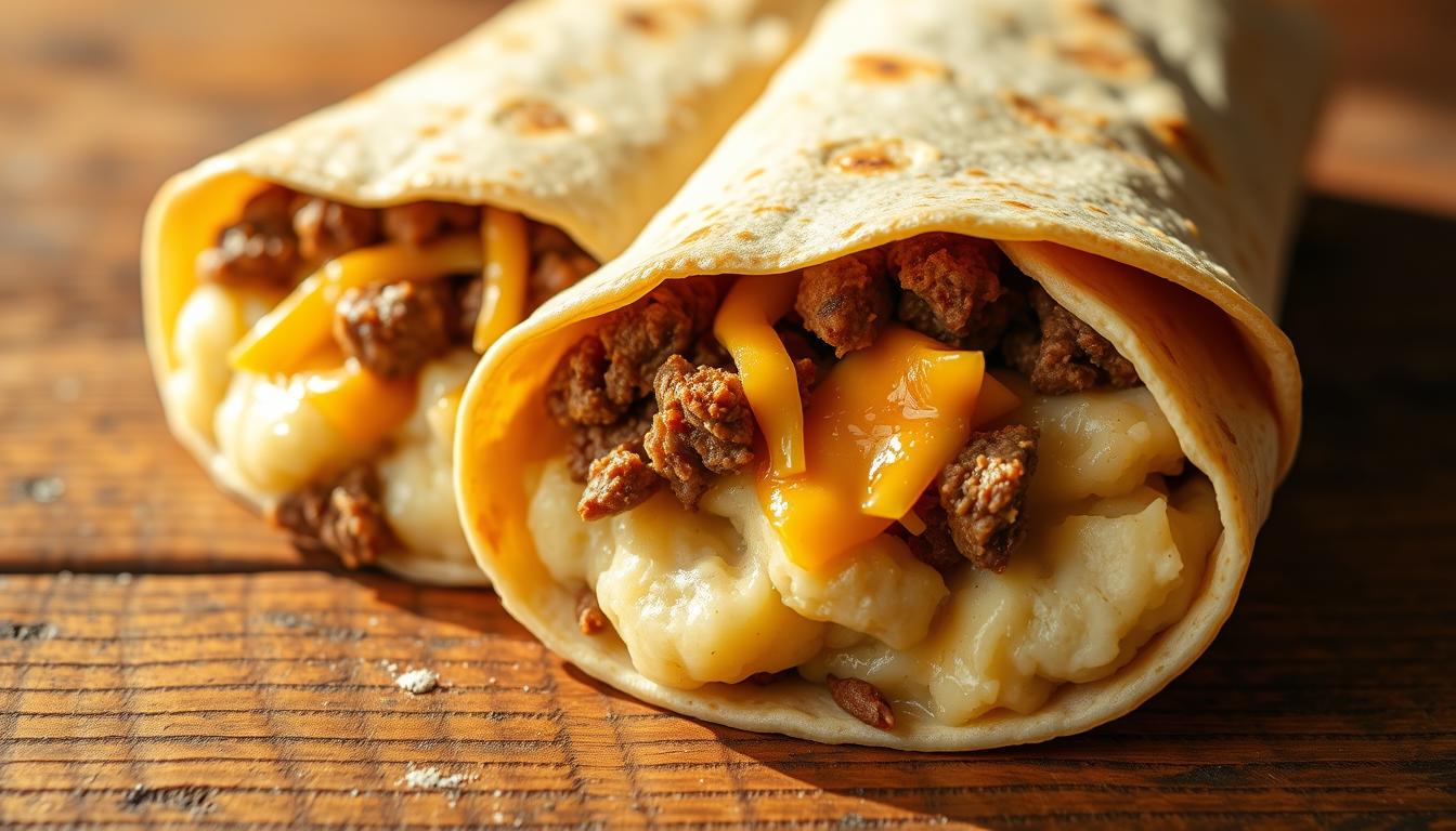 cheesy beef & potato burritos