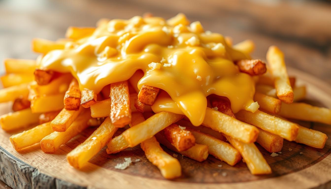 Crispy Fries with Melted Cheese Presentation