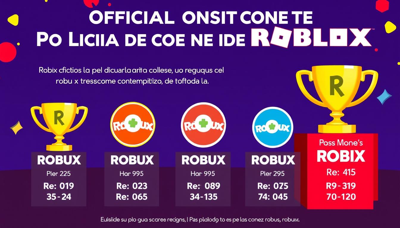 Anúncio de concurso oficial do Roblox mostrando prêmios de Robux para os vencedores