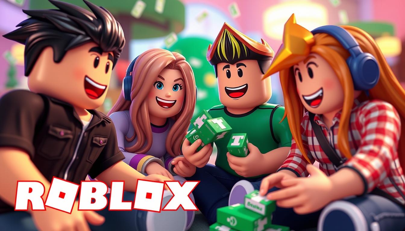 Jogadores felizes do Roblox aproveitando a plataforma com seus Robux ganhos de forma segura