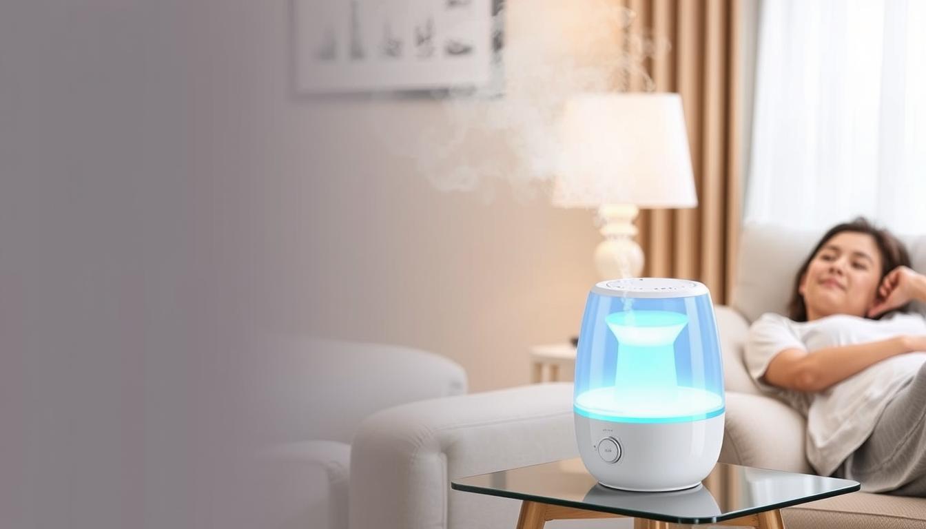 The Large Portable Anti-Gravity Hygienic Ultrasonic Cool Mist Humidifier in use in a living room setting