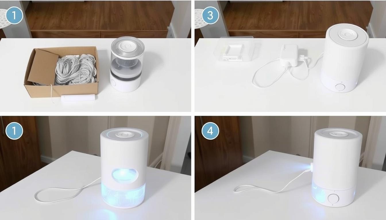 Step-by-step setup of the Large Portable Anti-Gravity Hygienic Ultrasonic Cool Mist Humidifier