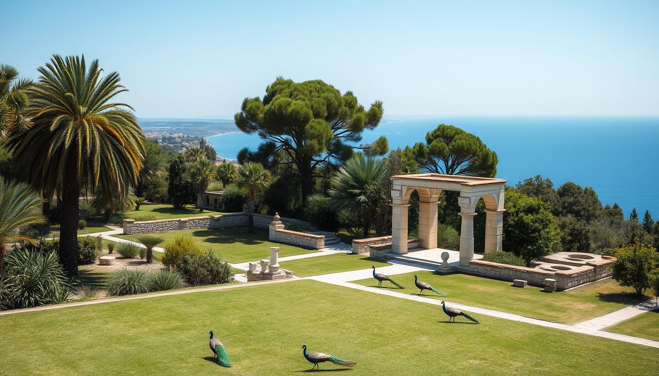 Lush Mediterranean landscape of Brijuni National Park with ancient Roman ruins