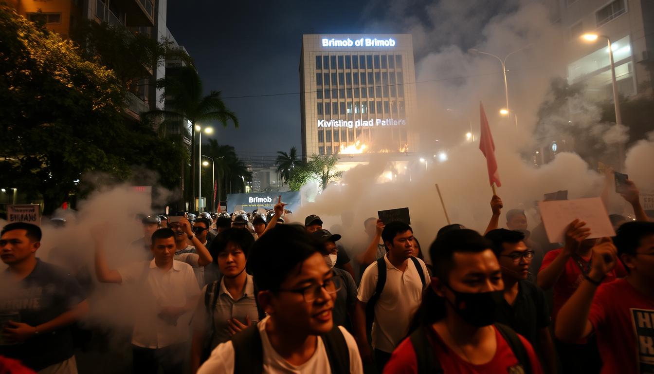 Demo di Brimob Kwitang berlanjut hingga malam, situasi bentrok