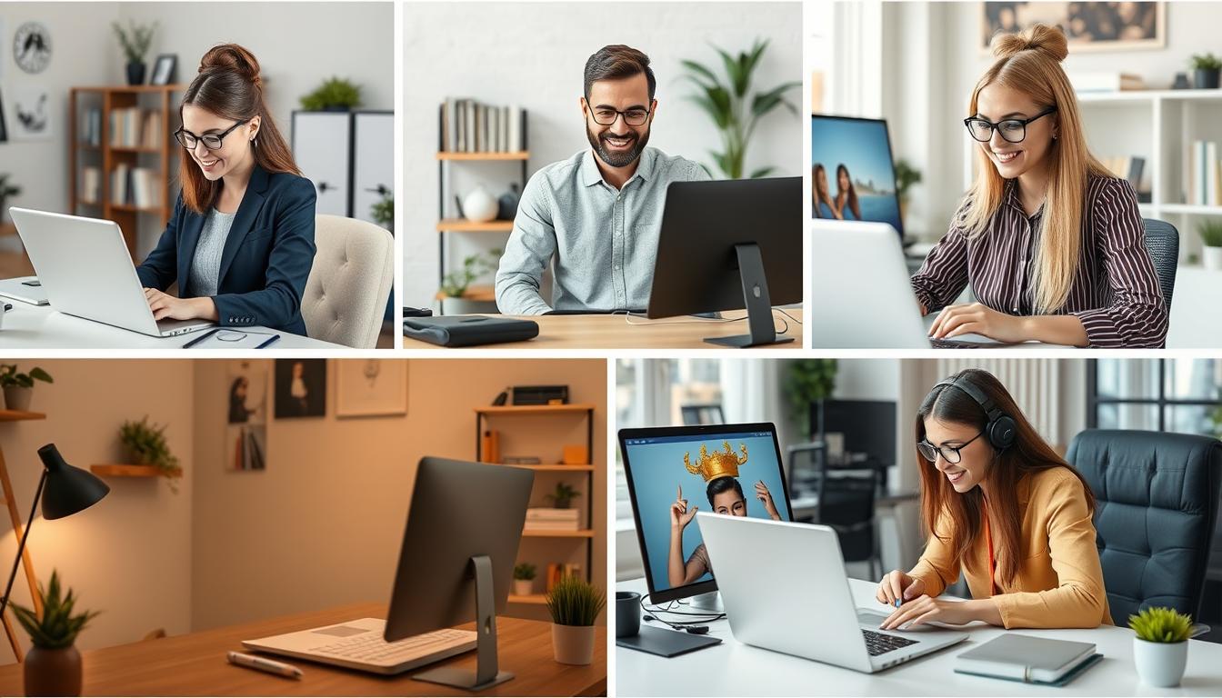 Collage of successful online entrepreneurs in the USA