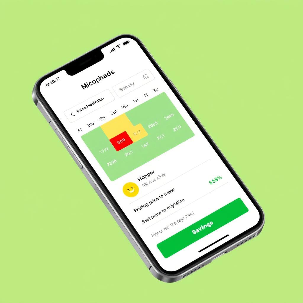 Hopper app showing price prediction for best time to book travel
