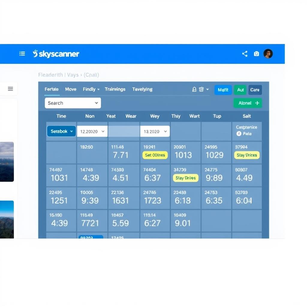 Skyscanner showing flexible date search for best price to travel options