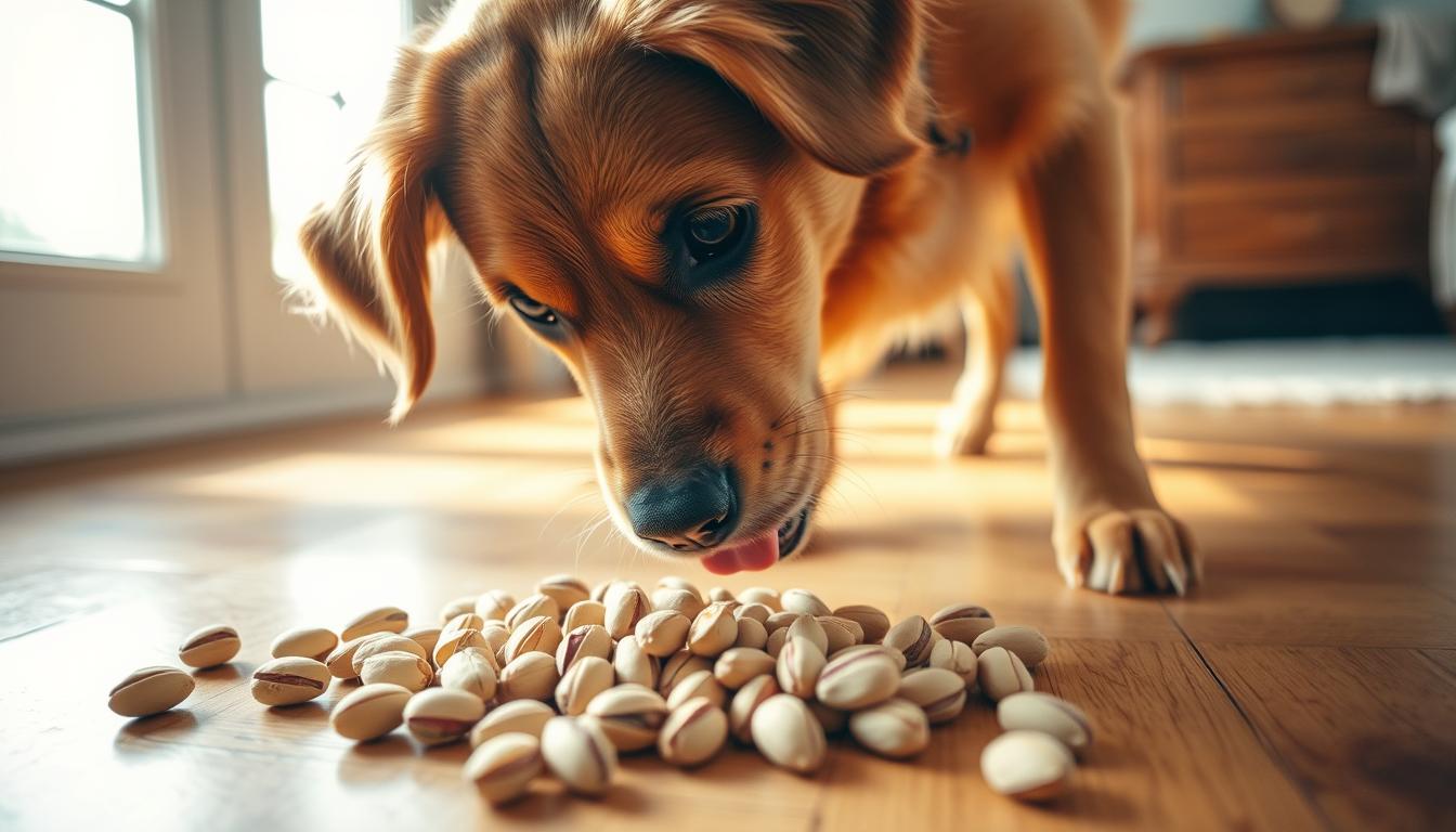 dog eating pistachios