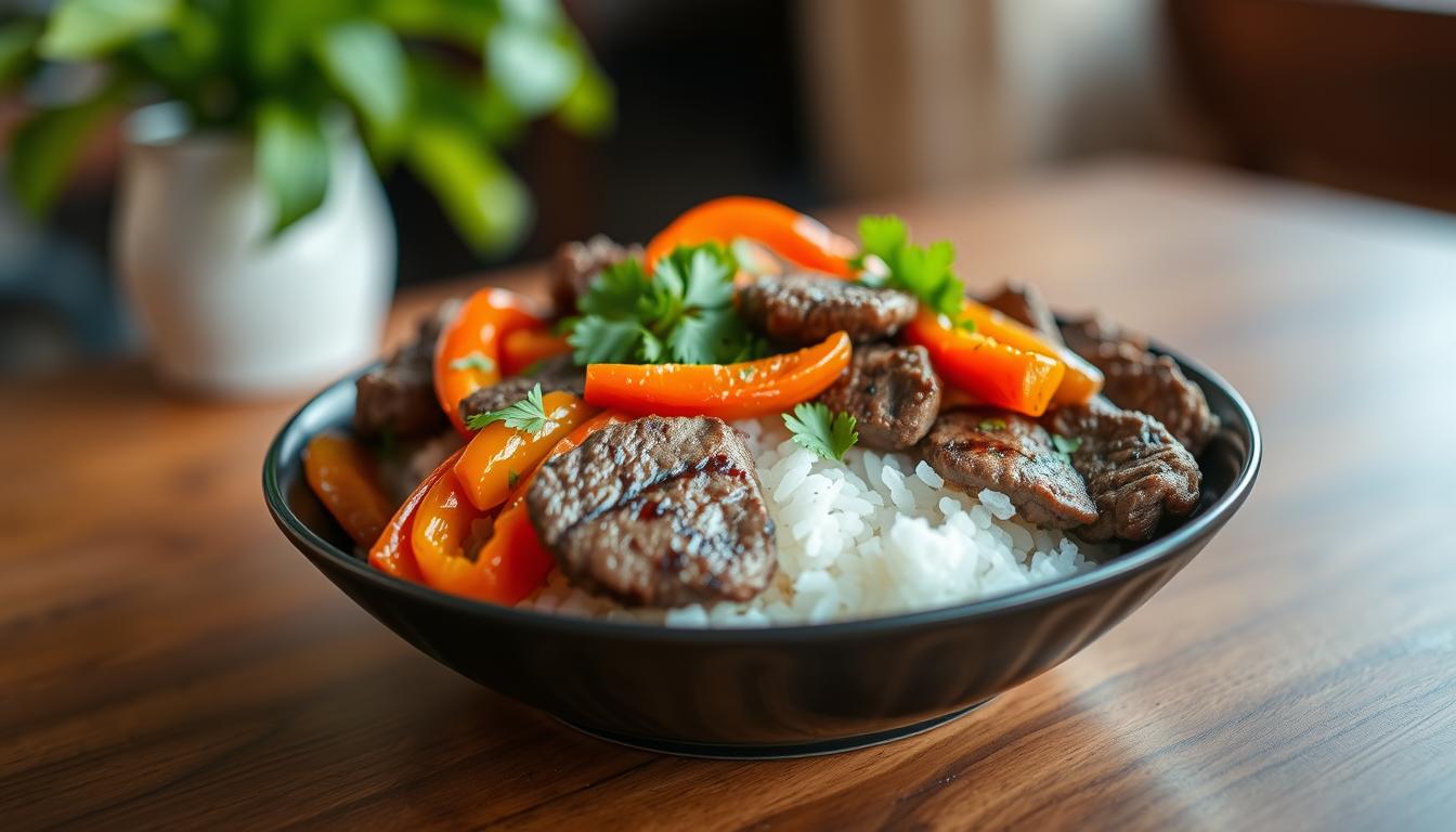 beef and pepper rice bowl