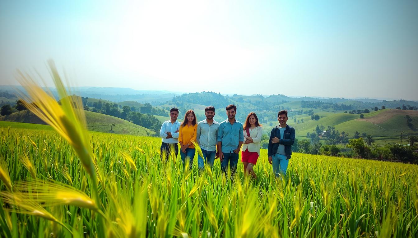 A serene, sun-dappled scene of a lush, verdant field in the heart of Punjab. In the foreground, a graceful, golden-hued wheat field sways gently in the breeze, hinting at the region's agricultural abundance. In the middle ground, a group of young, energetic individuals stand together, their faces alight with anticipation as they await the announcement of the Sugarfed Punjab recruitment age limit. The background is a breathtaking panorama of rolling hills, dotted with vibrant green foliage and a clear, azure sky that seems to stretch on forever, symbolizing the boundless opportunities that await the aspiring applicants. The overall atmosphere is one of hope, optimism, and the promise of a brighter future for the region.