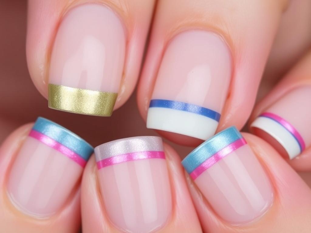 Unhas com francesinha dupla em cores contrastantes