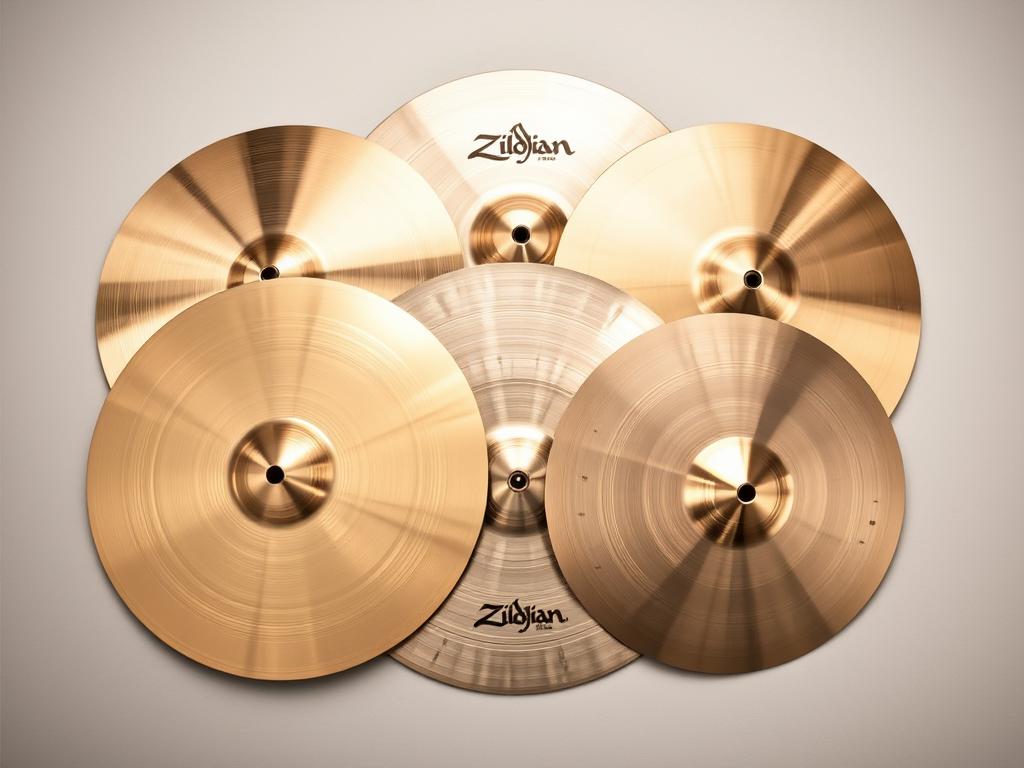 Zildjian A Custom cymbal pack for rock drumming showing bright, brilliant finish