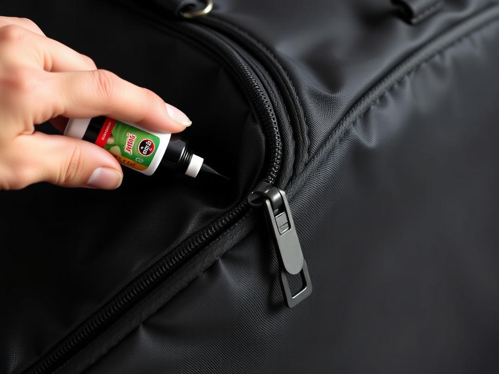 Applying zipper lubricant to cymbal bag