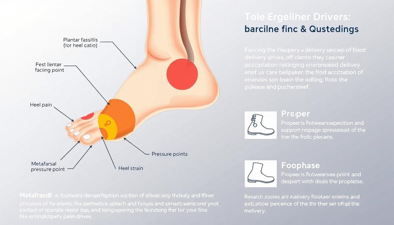 Diagram showing common foot issues that delivery drivers experience - Best Delivery Driver Shoes 2025