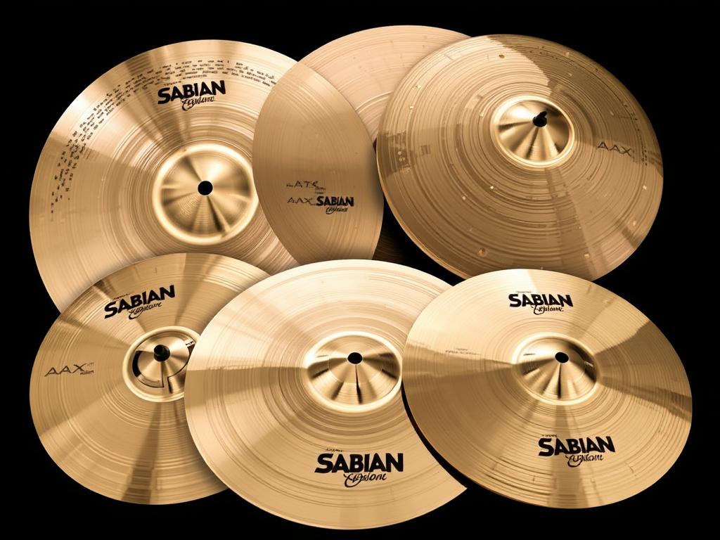 Sabian AAX X-Plosion cymbal pack showing brilliant finish and explosive design