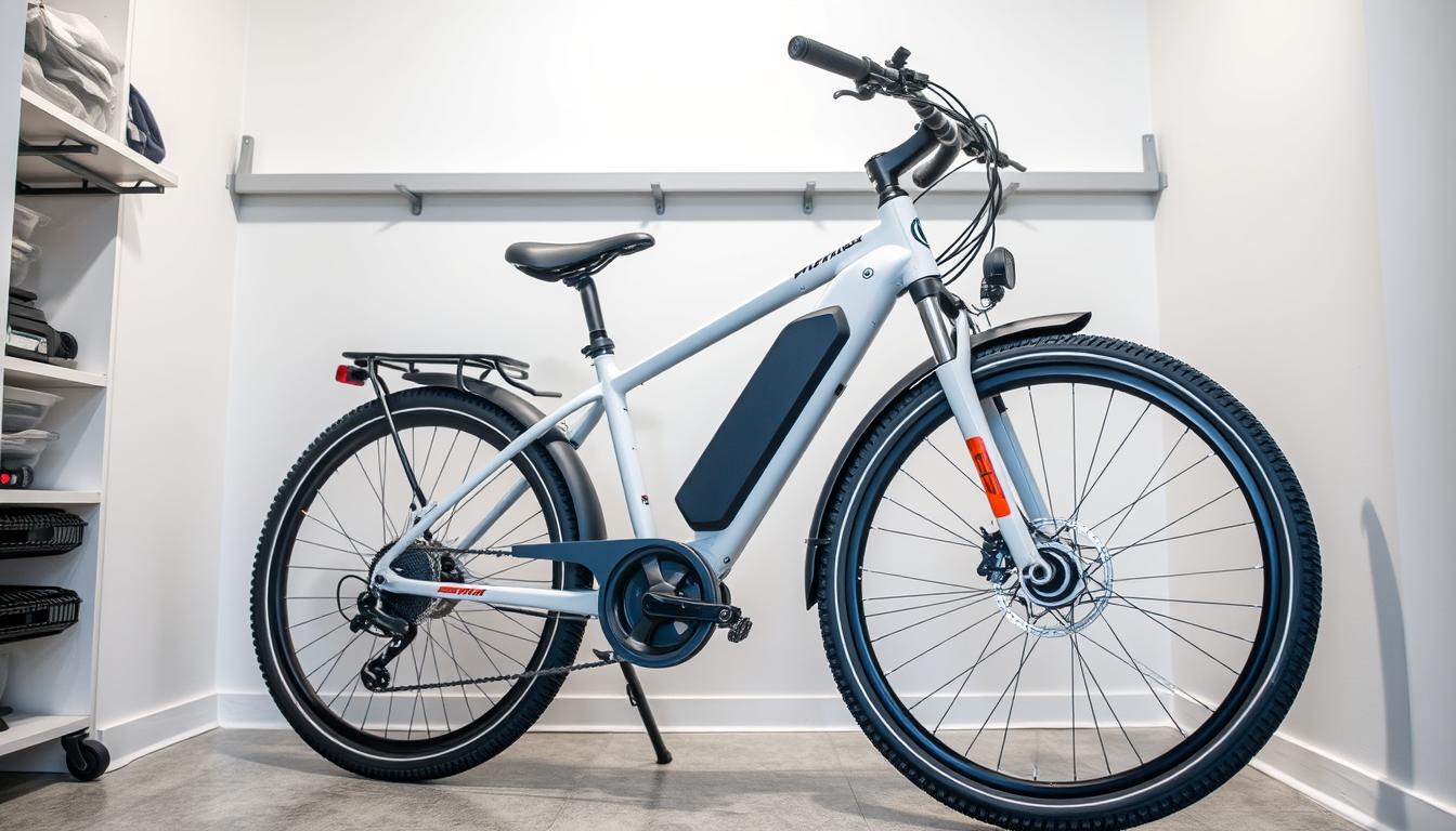 Properly stored electric bike in a clean, dry indoor environment