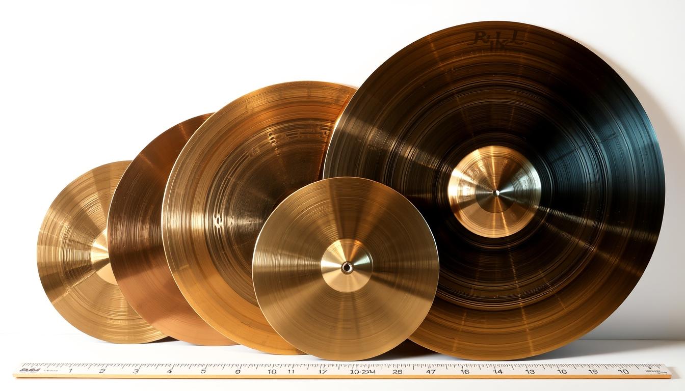 Various cymbal sizes displayed side by side showing diameter differences