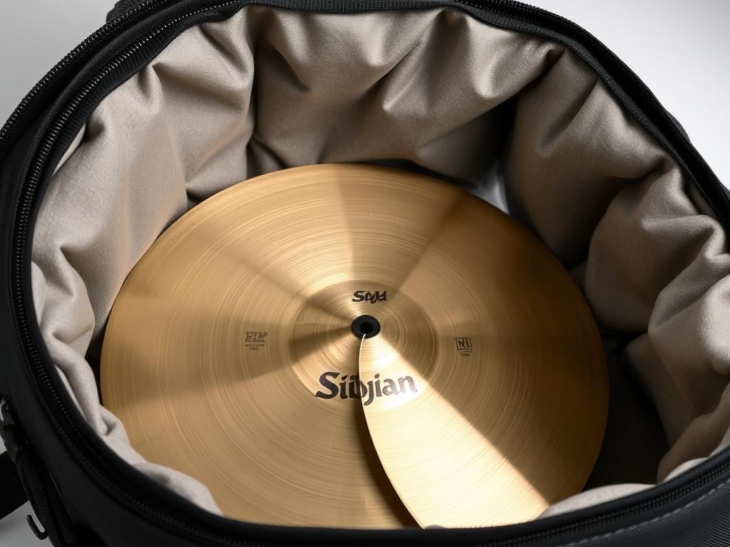 Close-up of cymbal bag padding and dividers