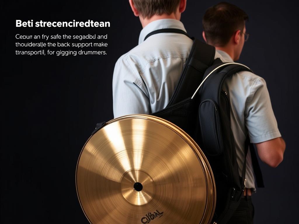 Drummer wearing cymbal backpack showing ergonomic straps