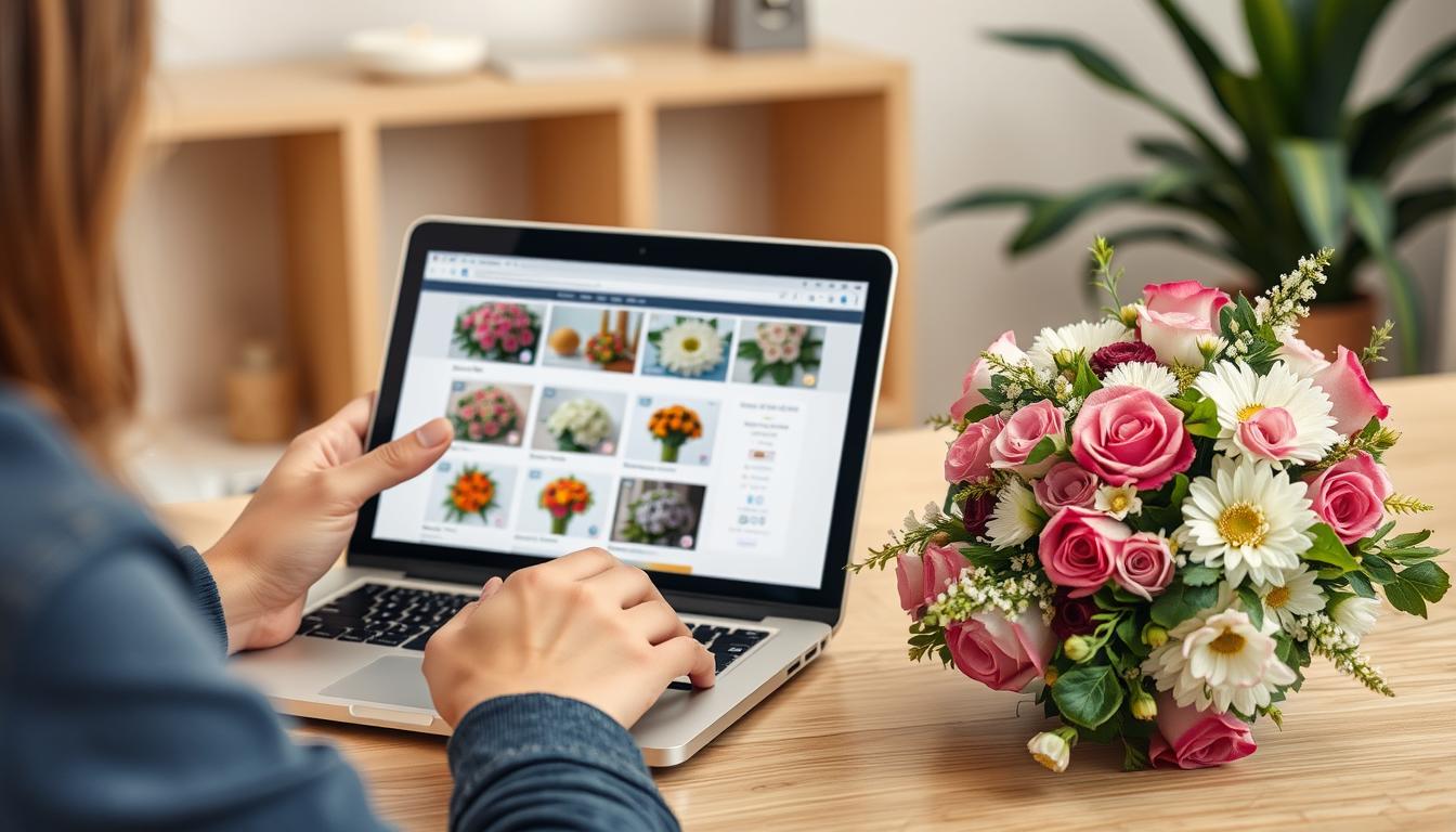 Online-Bestellung eines Grabgesteck Trauergesteck mit Lieferung zum Friedhof