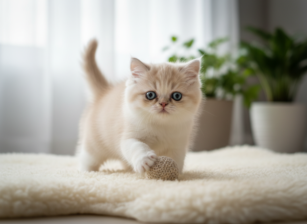 Persian kitten showing typical appearance and development