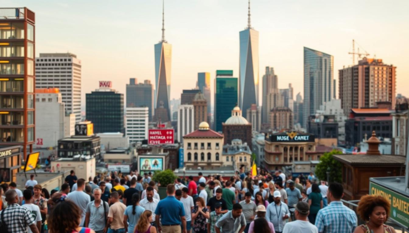 A vibrant cityscape, bustling with activity, showcases diverse funding options for inclusive businesses. In the foreground, a range of financial instruments are displayed, from crowdfunding platforms to angel investor networks, all illuminated by warm, diffused lighting. In the middle ground, social impact bonds and community-based lending schemes are represented, captured from a low angle to emphasize their importance. The background features a blend of modern skyscrapers and traditional architecture, symbolizing the intersection of technology, finance, and social innovation. The overall atmosphere evokes a sense of collaboration, opportunity, and a shared commitment to driving positive change.