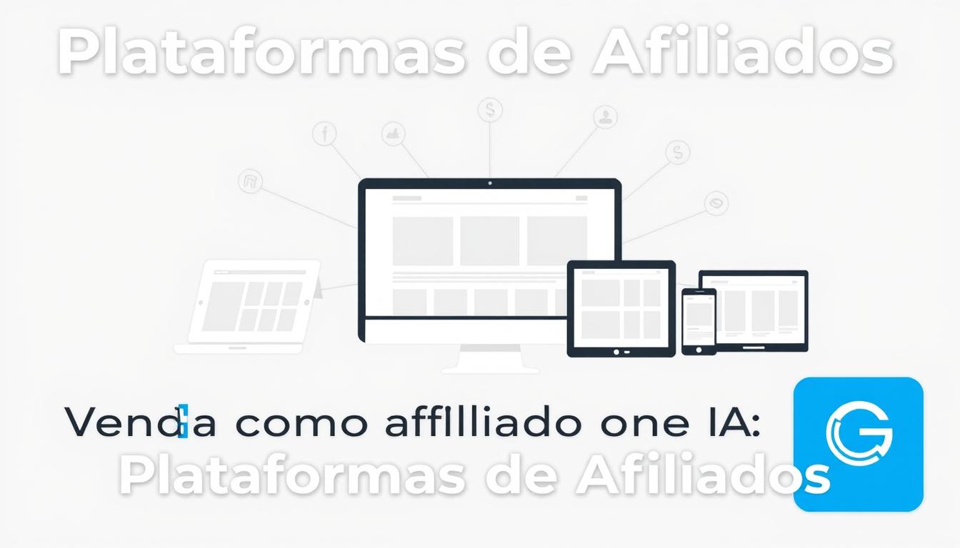 A modern and minimalist illustration of "Plataformas de Afiliados", showcasing the Gomil Digital brand. In the foreground, a clean and intuitive user interface with simplified navigation options. In the middle ground, sleek and responsive web platforms, tablets, and mobile devices, all connected by a seamless network. The background features a subtle gradient, evoking a sense of digital sophistication. The overall composition conveys the ease and efficiency of affiliate marketing platforms, perfect for the "Venda como Afiliado com IA e Maximize Lucros" article's "Plataformas Recomendadas para Afiliados no Brasil" section.