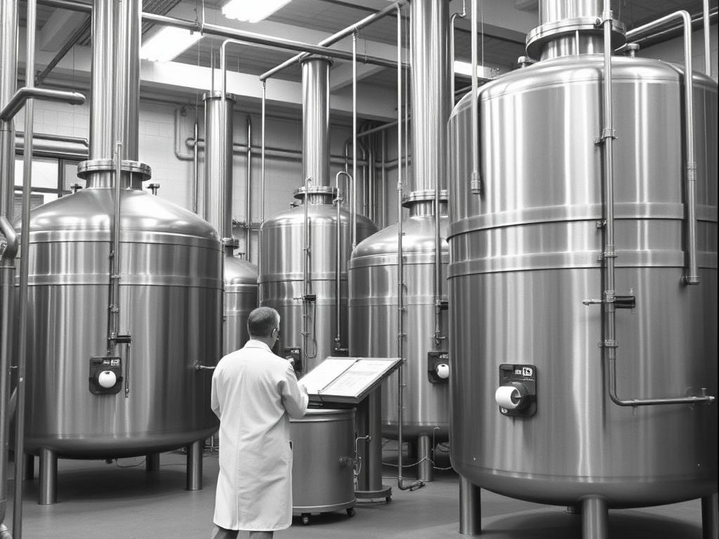 Early commercial production of xanthan gum in fermentation tanks during the 1960s