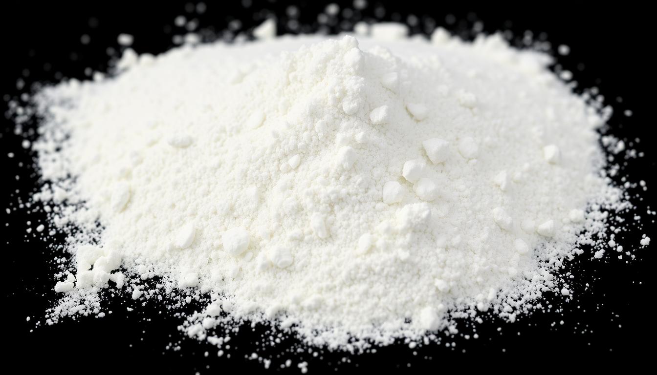 Modified pregel starch powder close-up showing its fine, uniform texture