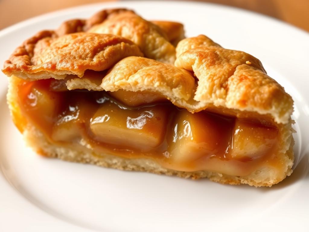 Perfect apple pie slice with filling that holds its shape
