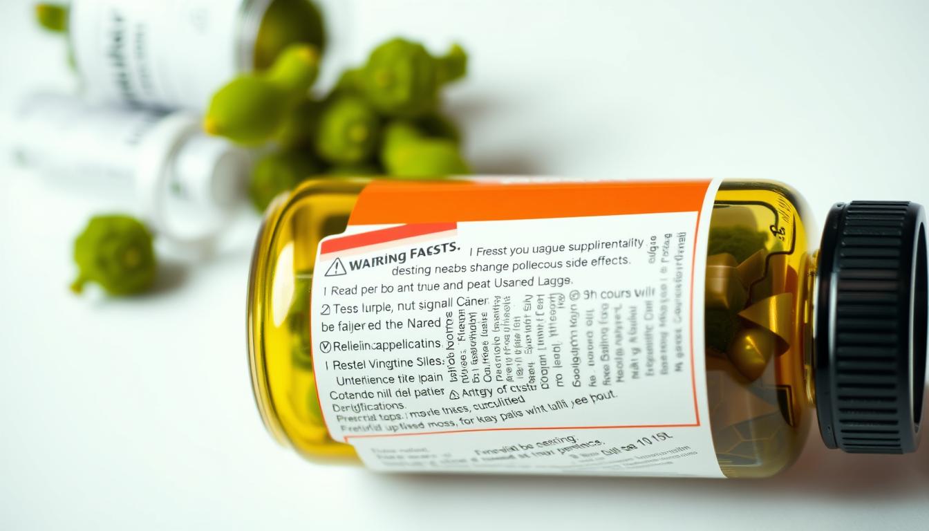 Warning label on sea moss supplement bottle