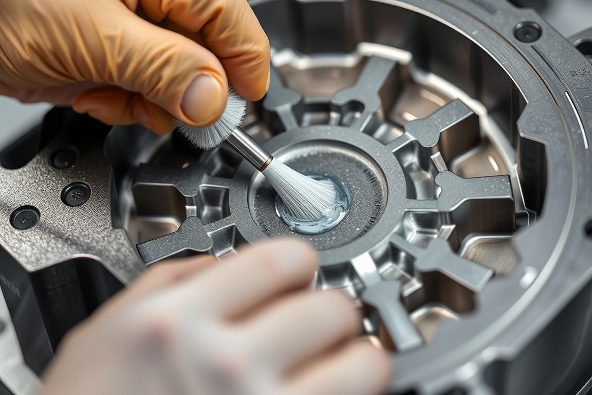 Semi-permanent release agent being applied to a complex mold