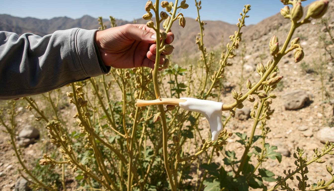 Harvesting process of Gum Tragacanth from Astragalus plants