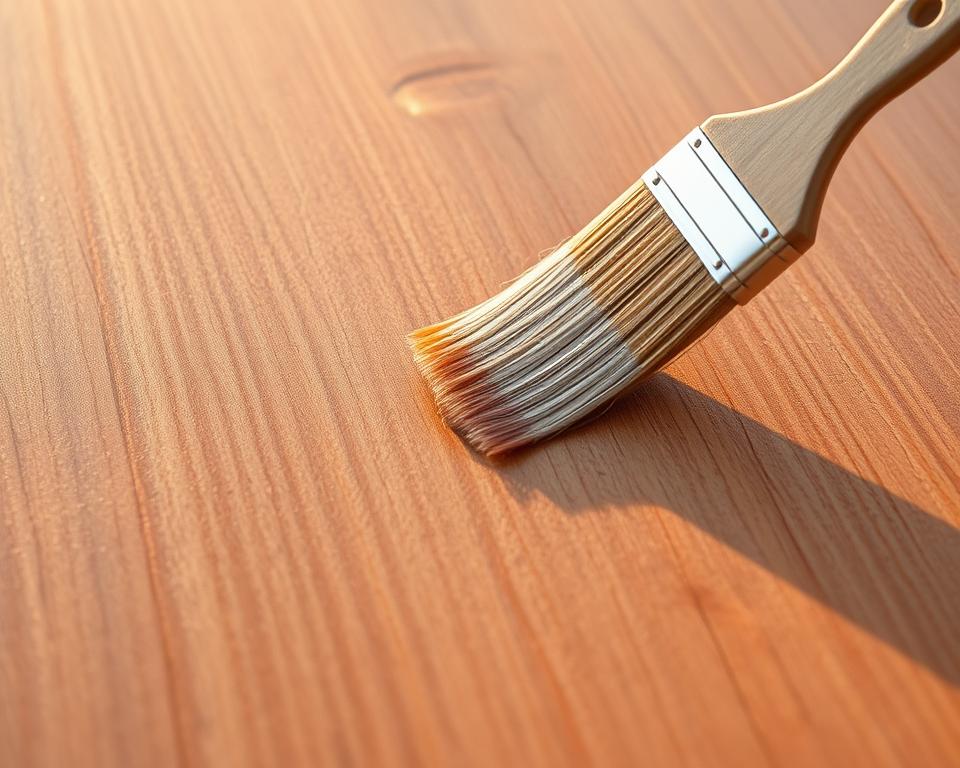 Holzlasur Anwendung auf Holzoberfläche