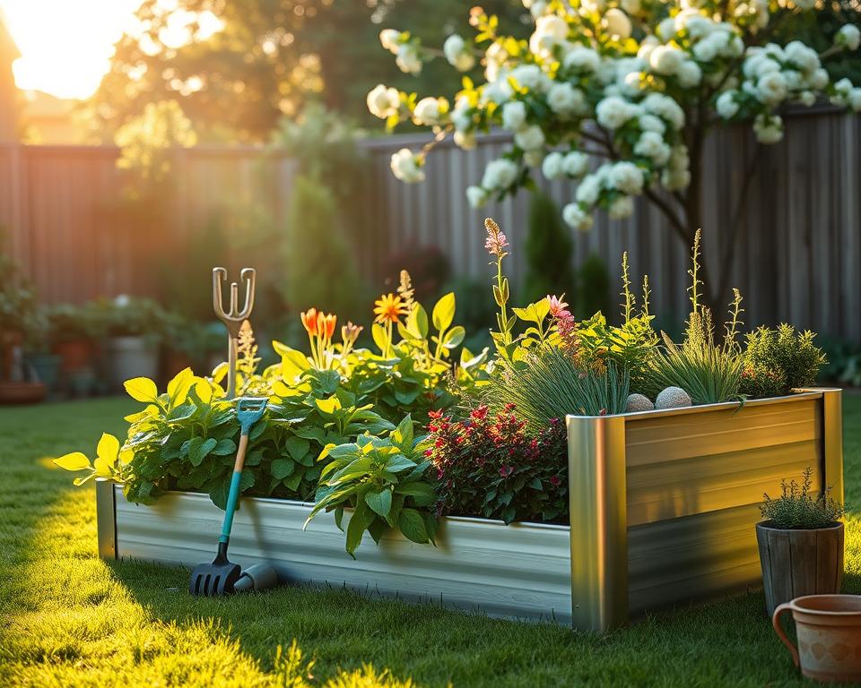 Hochbeet Pflanzen im Aluminium-Hochbeet