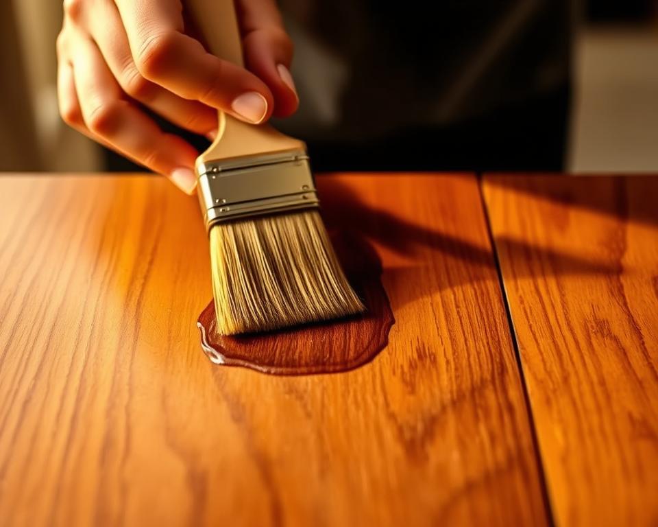 Holzlasur Anwendung auf Holzoberfläche
