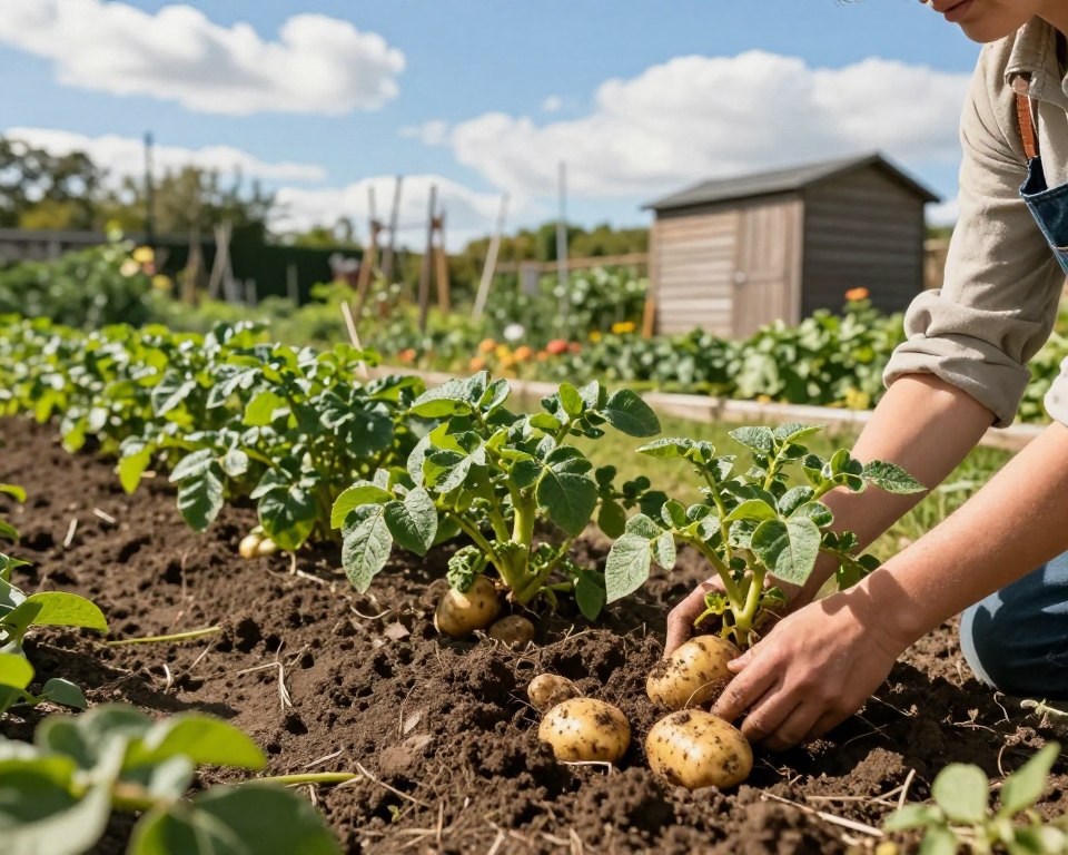 Kartoffelernte im Garten