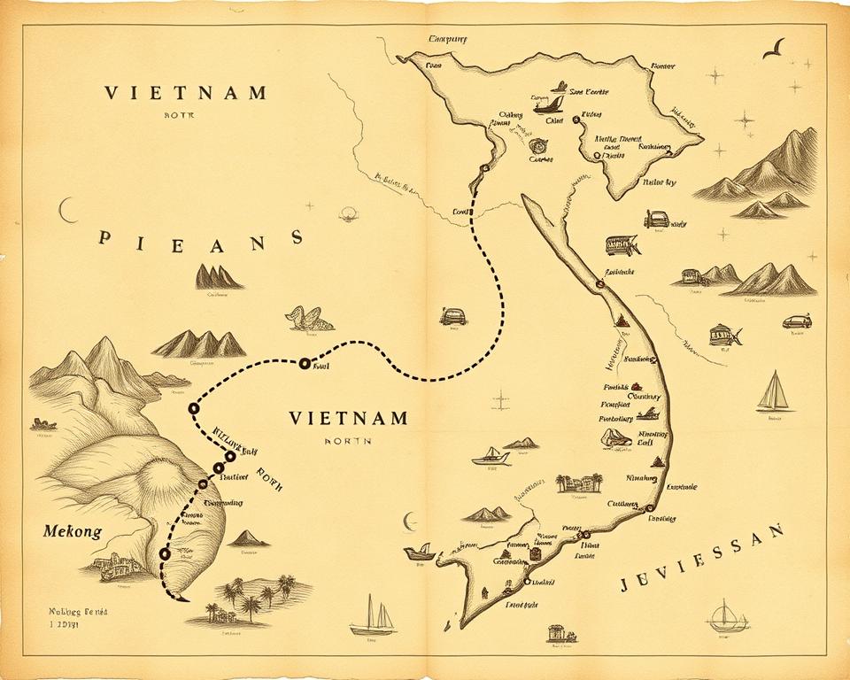 Vietnam Backpacking Route Landkarte
